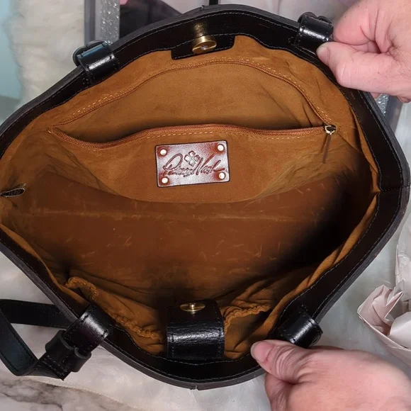 PATRICIA NASH NWT $269 Braden Black/British Tan Tote - Picture 3 of 5